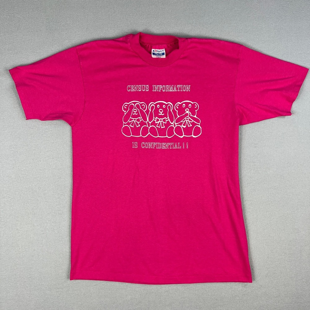 VTG Census Information is Confidential T Shirt M Bears See‎ Hear Speak No Evil